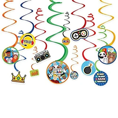 Image of Amscan 9913851 Party Town Kids Birthday Hanging Swirls Decorations 6 Pack