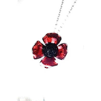 Image of Poppy Remembrance Necklace Pendant Jewellery Equilibrium Collection