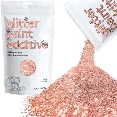 Image of Glitter Paint for Walls Rose Gold Additive Emulsion Latex Acrylic Sparkles Extra Chunky Interior Painting 100g / 3.5oz