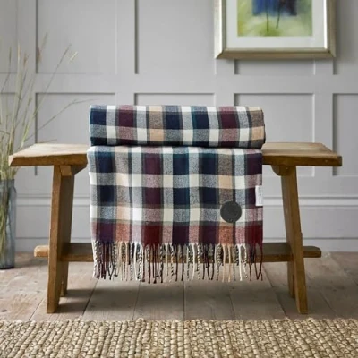 Image of The Lyndon Company TLC Artillery Tartan Acrylic Throw 140 x 185cm Colour Purple