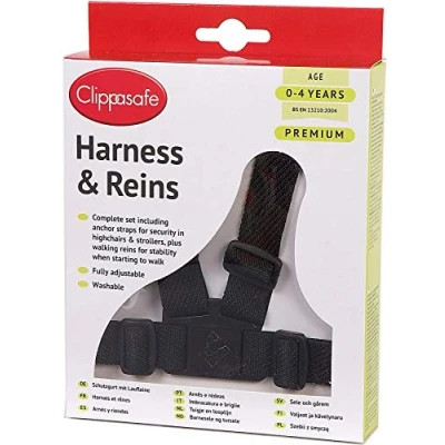 Image of Clippasafe Easy Wash Harness and Reins (Black)