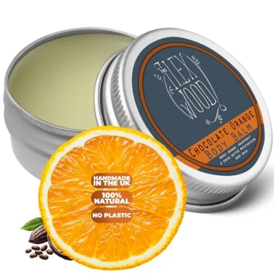 Image of The Ilex Wood Chocolate Orange Body Balm 250ml. and Cocoa Butter Vegan Balm. 100% Natural Moisturising Cream. Handcrafted in UK. Cruelty Free, Palm Oil Plastic Free.