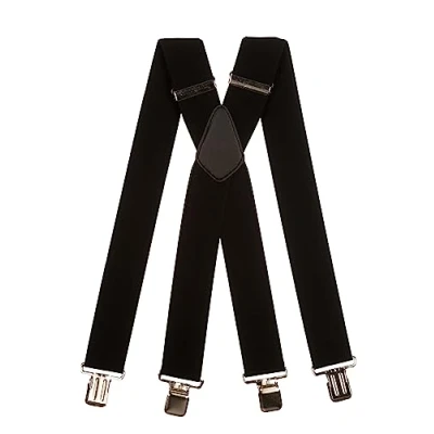 Image of Men&#039;s XXL Extra Wide, Heavy Duty X Shape Braces/Suspenders, 5cm Black