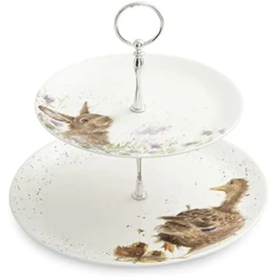 Image of Wrendale Designs Duck &amp; Rabbit 2 Tiered Cake Stand