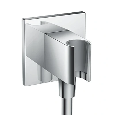 Image of hansgrohe FixFit E Wall outlet with shower holder, chrome, 26889000