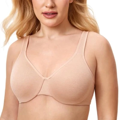 Image of Delimira Women&#039;s Minimiser Bra Plus Size Non Padded Underwired Seamless Comfort Bras Oatmeal Heather 38C