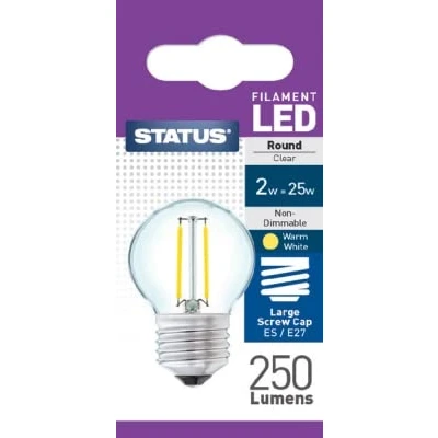 Image of Status 2W Round LED Filament Bulb ES