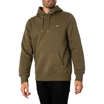 Image of GANT Shield Hoodie Hoodie, Men&#039;s, Size: Small, Juniper green
