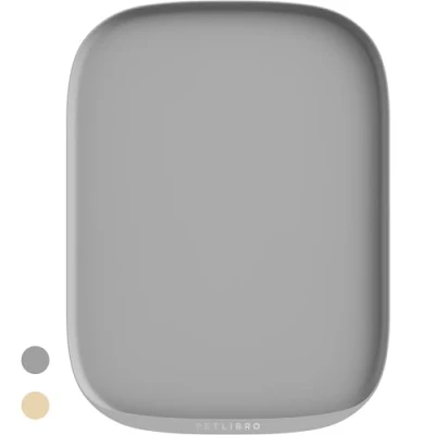 Image of PETLIBRO Cat Food Mat, Odourless and Silicone Dog Mat for Feeder &amp; Fountain, Waterproof Feeding Mats, Raised Edge Spill Protection Floor, Soft Pet (Grey, 55L x 40W CM)