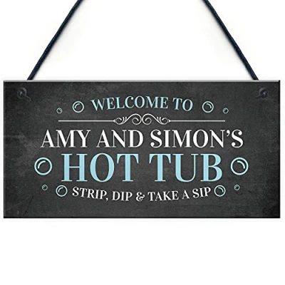 Image of RED OCEAN Funny Hot Tub Decor Signs Novelty Hanging Garden Lazy Spa Gifts