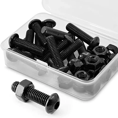 Image of (15 Sets) M8 x 20mm Bolts and Nuts Set Half Head Hex Socket Screws 10.9 Grade Alloy Steel Full Thread