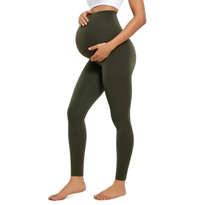 Image of CRZ Yoga Women&#039;s Butterluxe Maternity Leggings 28&quot; Workout Pregnancy Activewear Belly Buttery Soft Support Pants Olive Green 14