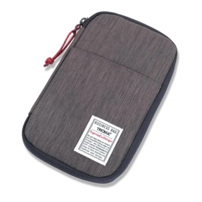 Image of TROIKA Smart Traveller and Cable Organiser Business Tech Many Compartments for Smartphone, Passport or Board Card Cash, Receipts Slots, Passport, Wireless Headphones, Anthracite