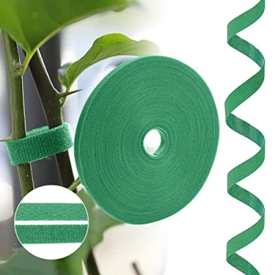 Image of URAQT Green Garden Plants Tie,Tape Plant Ties Self Adhesive Tape Hook Loop Strips Adjustable Tree Stake Cane Supports Wrap for Gardening Sticky (20m)