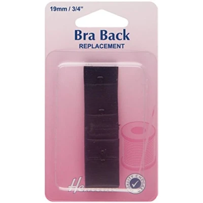 Image of Hemline Women&#039;s Bra Back Replacement, Black, 19mm