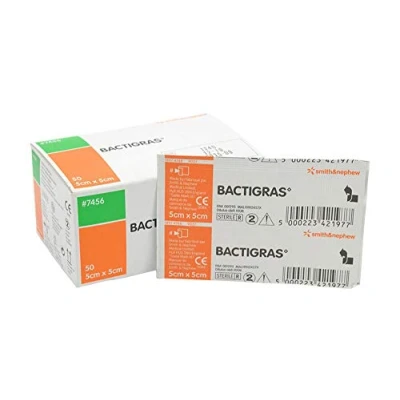 Image of Bactigras 5cm x Pack of 10 Antimicrobial Paraffin Gauze Dressing for Effective Wound Care