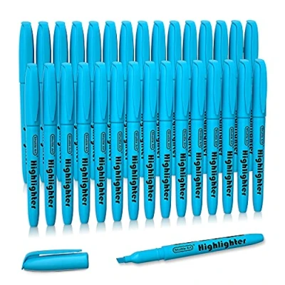 Image of Shuttle Art Highlighters, 30 Pack Blue Highlighters Bright Colours, Chisel Tip Dry Quickly Non Toxic Highlighter markers for Adults Kids Highlighting in the Home School Office