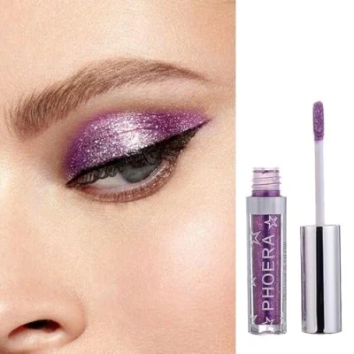 Image of AQUAPURITY PHOERA Magnificent Metals Waterproof Liquid Glitter &amp; Glow Eyeshadow Palette Shimmer Long Lasting Cosmetic Metallic Eye Shadow Pigment Makeup (105 DARE)