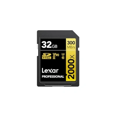 Image of Lexar Professional 2000x SD Card 32GB, SDHC UHS II Memory Card, Up to 300MB/s Read, 260MB/s Write, Class 10, U3, V90 for DSLR, Full HD Cinema Quality 8K Video Cameras (LSD2000032G BNNAG)