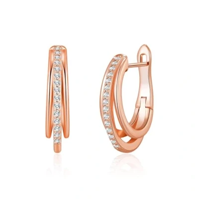 Image of Philip Jones Rose Gold Plated Triple Hoop Earrings Created with Zircondia® Crystals