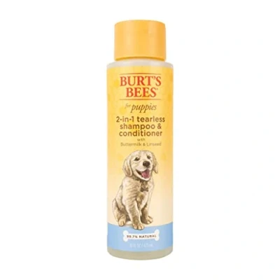 Image of Burts Bees Tearless 2 in 1 Shampoo and Conditioner for Puppies with Buttermilk &amp; Linseed Oil, 473ml, white