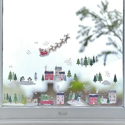 Image of Ginger Ray Christmas Snow Scene Re Usable Window Sticker, Decoration