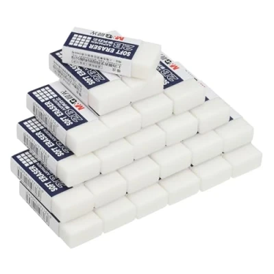 Image of M&amp;G 24 Pack Erasers, White Erasers Pencil Large Eraser Cute Soft Block Easy to Clean Durable Bulk for 2B Sketching Drawing Artists Teacher
