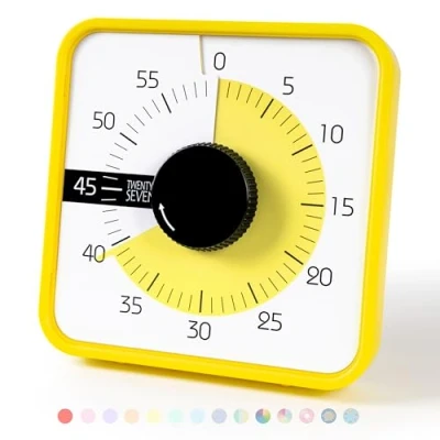 Image of TWENTY5 SEVEN Countdown Timer 7.5 inch; 60 Minute 1 Hour Visual Classroom Teaching Tool Office Meeting, Mechanical Clock for Kids Exam Time Management Magnetic, Yellow (T001)