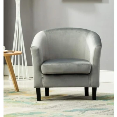 Image of mcc direct Velevt Fabric Tub Chair, Upholstered Armchair, Club Chair for Living Room, Bedroom and Lounge Reception (Grey)