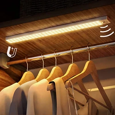 Image of OUILA Under Cabinet Kitchen Lights, 43cm 2500mAh Motion Sensor Indoor Light Cupboard 3000K Wireless USB Rechargeable Magnetic Night for Stairs, Cabinet, Wardrobe, Hallway, Kitchen, Bedroom