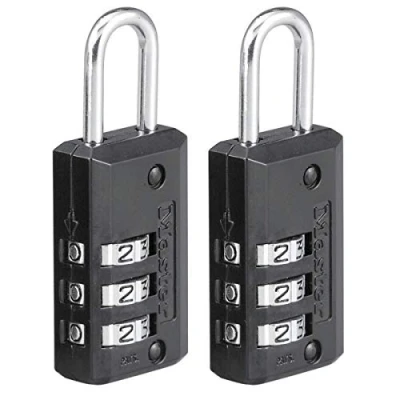 Image of Master Lock 646EURT Pack of 2 Combination Padlocks with Zinc Body, Black, 6,3 x 1 cm