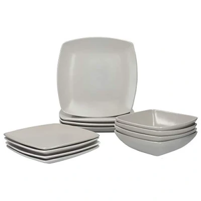 Image of Creative Tops Raven Grey 12 Piece Dinner Set, Square, Ceramic, Service for 4