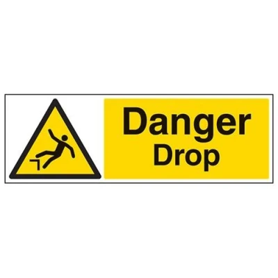 Image of V Safety Danger Drop Warning Sign 600mm x 200mm Self Adhesive Vinyl
