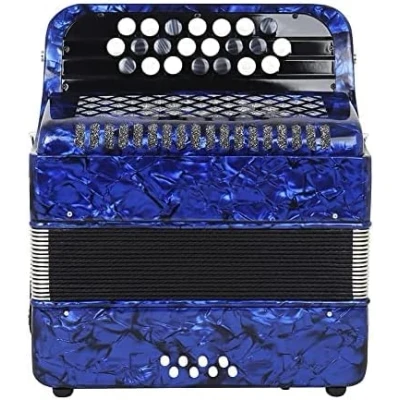 Image of Professional Accordion, 22 Key 8 Bass Piano Button Accordion Musical Instrument, Solid Wood For Beginners Students With Storage Bag,Dark Blue,Serene16