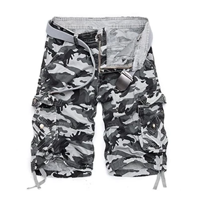 Image of BaronHong Mens Casual Fashion Cargo Camo Short Relaxed Fit(Gray,32)