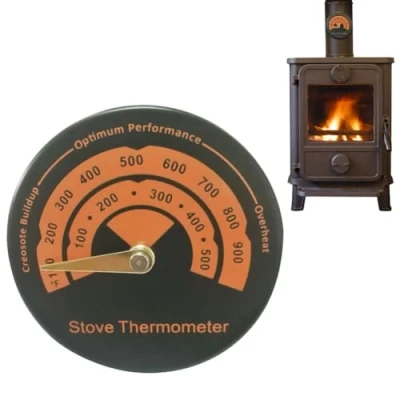 Image of Magnetic Stove Thermometer Wood Thermometer, Log Burner &amp; Pipe With Big Dial, Chimney Oven Temperature Meter, Fireplace Monitor Gauge
