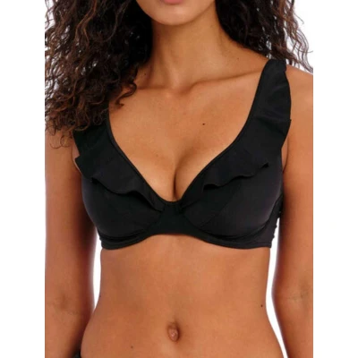 Image of Freya Jewel Cove High Apex Bikini Top Plain Black 36D