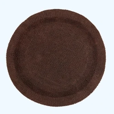 Image of HOMESCAPES Round Bathroom Mat, Luxury 1600gsm Extra Soft 100% Cotton, Reversible Bath Mat Non Slip, Washable, Super Absorbent, Quick Dry, Chocolate Rug, 80cm