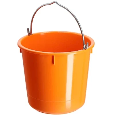 Image of KADAX Plastic Bucket 12L, Large Orange Builders with Metal Handle, Construction for Transporting Heavy Materials (1 Bucket)