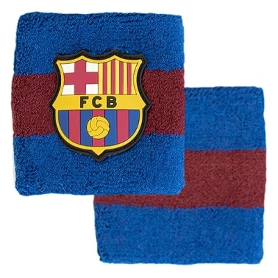 Image of Hy Pro Officially Licensed FC Barcelona Cotton Wristband Barca, 2 Pack, Sweatband, Kids, Adult, Unisex, Moisture Wicking Sweat Bands, Football, Running, Sports, Gym, Tennis, Exercise