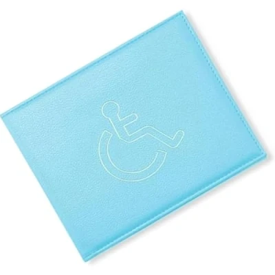 Image of BML PU Leather Disabled Badge Safe Wallet Protector Disability Parking Permit Discreet Display Cover Hologram (Light Blue)