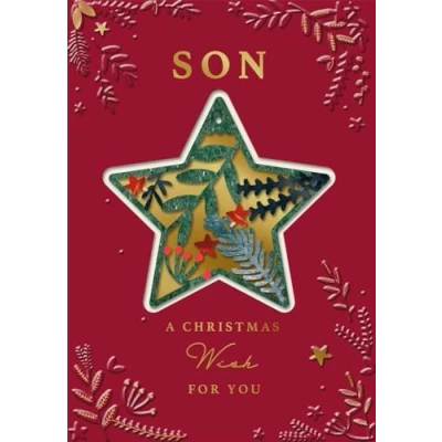 Image of Cards Hallmark Son Christmas, Featuring a Star Design