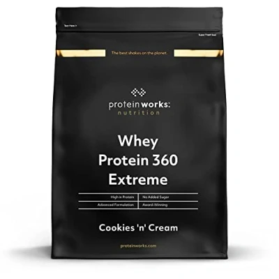 Image of Protein Works Whey 360 Premium Shake Powder Blend No Added Sugar 40 Servings Cookies &#039;n&#039; Cream 1.2kg