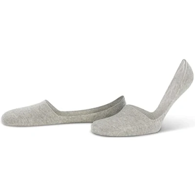 Image of Nur Die Women&#039;s Pack of 2 Cotton, Invisible Short Socks, Non Slip with Silicone on The Heel, White, 35 38