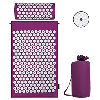 Image of Acupressure Set Mat with Pillow for Soothing Relaxation and Massage, to Relieve Back Pain, Head Neck Stimulates Energy Points in the Body Efficiency