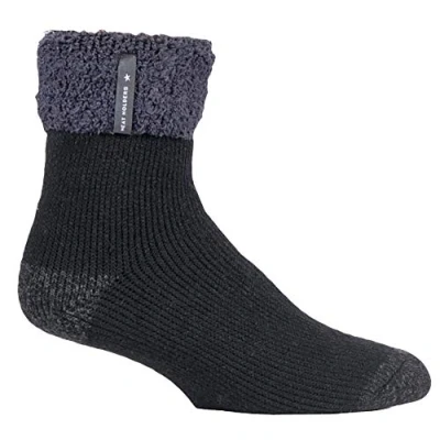 Image of HEAT HOLDERS Mens Warm Luxury Fluffy Fleece Lined Lounge Sleep Bed Socks (6 11 UK, Black (Olwen))