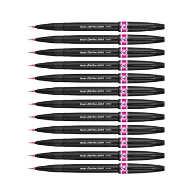 Image of Pentel SESF30C PX Extra Fine Brush Tip, Pack of 12, Pink