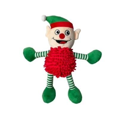 Image of Pet Connection Christmas Dog Toys Noodle Elf or Gingerbread Man with Squeaker for Medium &amp; Large Dogs (Elf)