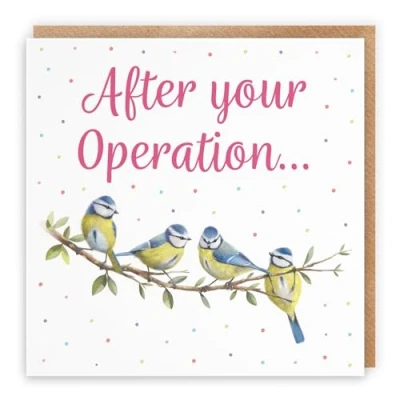 Image of Hunts England Blue Tits After Operation Card For Her Milo&#039;s Gallery Female Get Well Soon Feel Better Speedy Recovery Animal Lovers Girls, Women