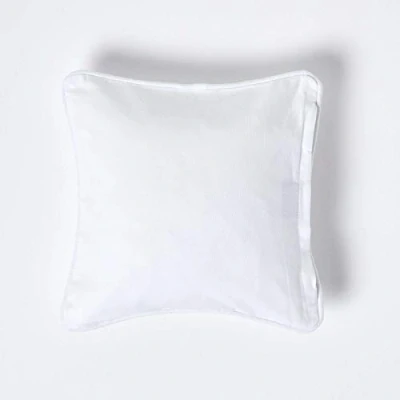 Image of HOMESCAPES 100% Cotton Plain White Cushion Cover 45 x cm Square 18 Inches Sofa Pillow Washable